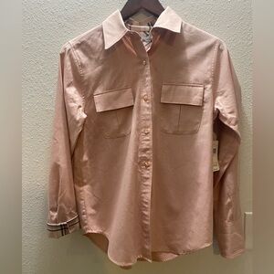 Kate Hill Women's  Size 4 Casual‎ Pink Button-Down Shirt NWT cotton/wool